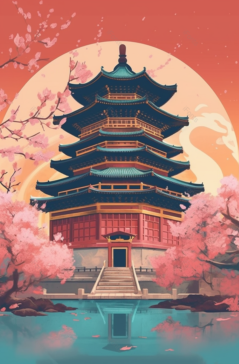天坛祈年殿建筑中国文化插画图背景图,插画/手绘图,插画/手绘图库,插画/手绘图下载,插画/手绘